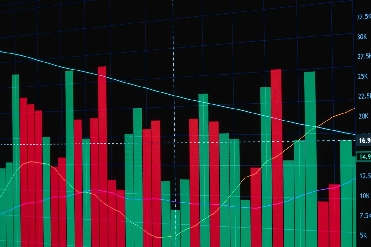 Rising bar chart showing upward financial growth trend