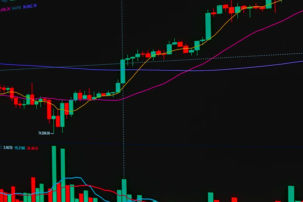 Rising bar chart showing economic trends and financial data