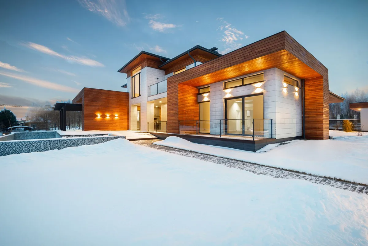 A well-maintained residential home exterior prepared for winter weather