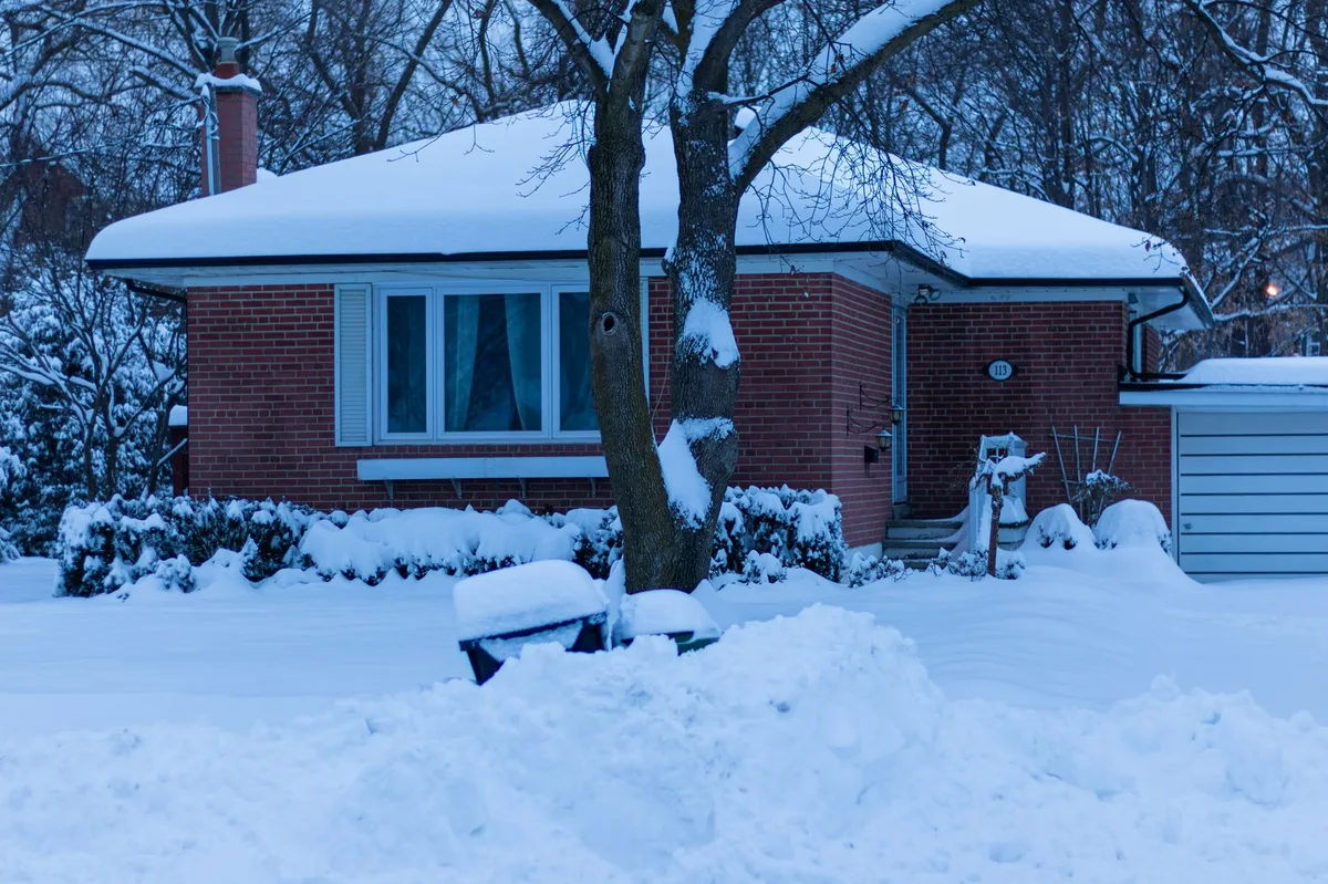 Single-family home exterior in late autumn before winter weather arrives
