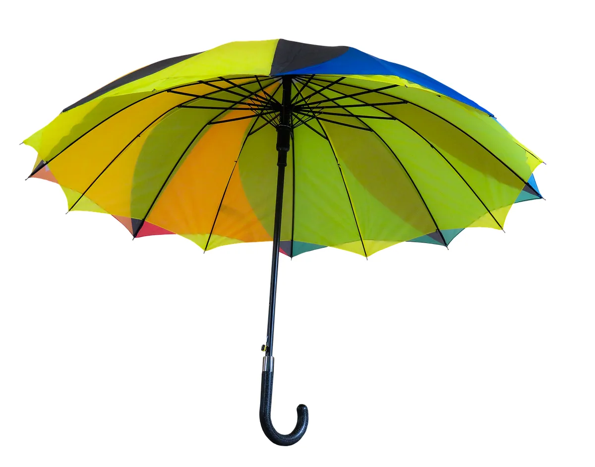 An umbrella in the rain symbolizing travel protection and insurance coverage