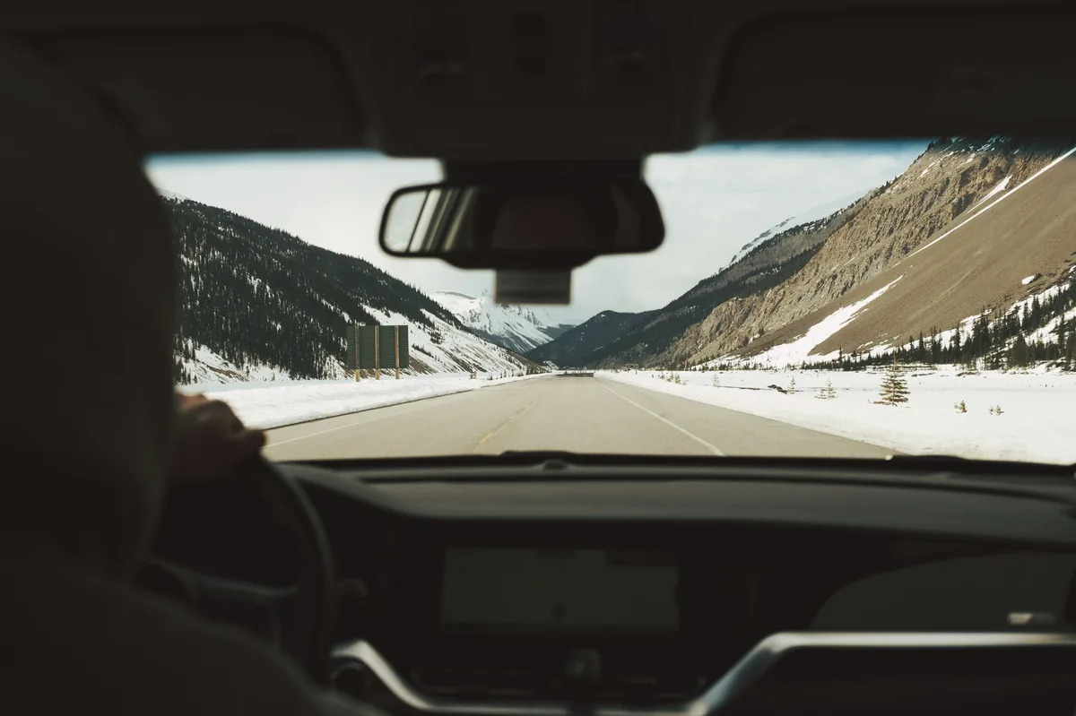 Driver behind the wheel during winter conditions
