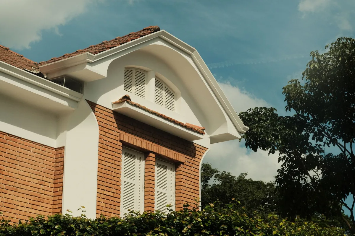 Modern residential home exterior with brick and contemporary architecture