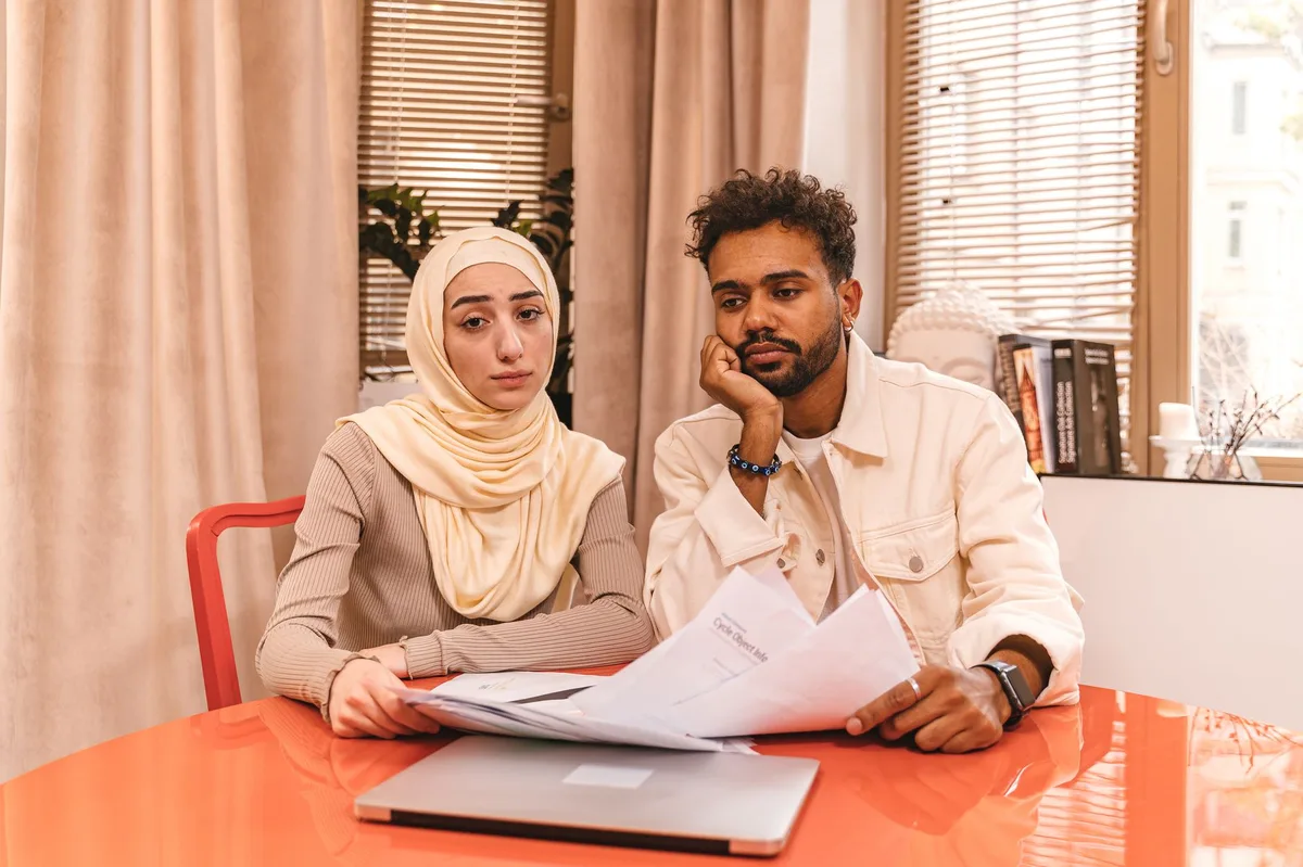 Family reviewing important documents together